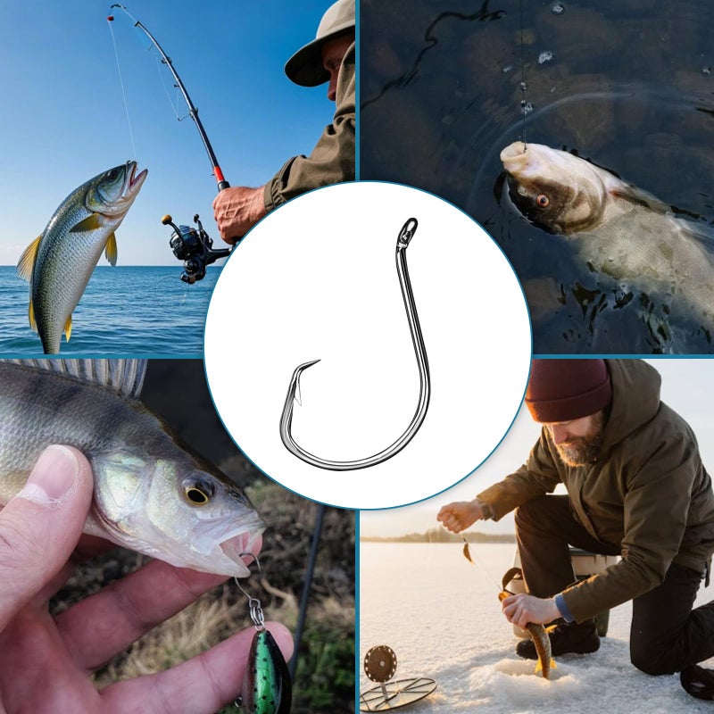 HSYMQ 150PCS Circle Hooks, Strong High Carbon Steel Fresh and Saltwater Fishing Hooks, Variety of Different Sizes Circle Hook - Size:#1 1/0 2/0 3/0 4/0 5/0 6/0 8/0 - Image 5